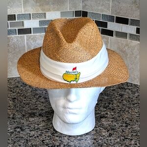 Vintage Masters Straw Hat with White Band and Embroidered Yellow Logo